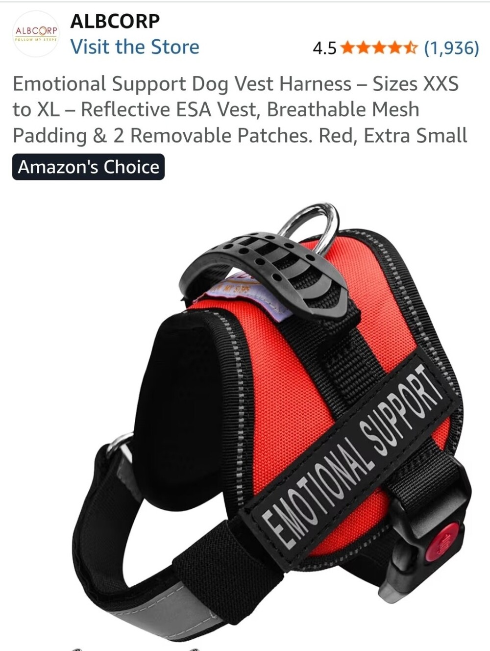NEW- EMOTIONAL SUPPORT VEST XS